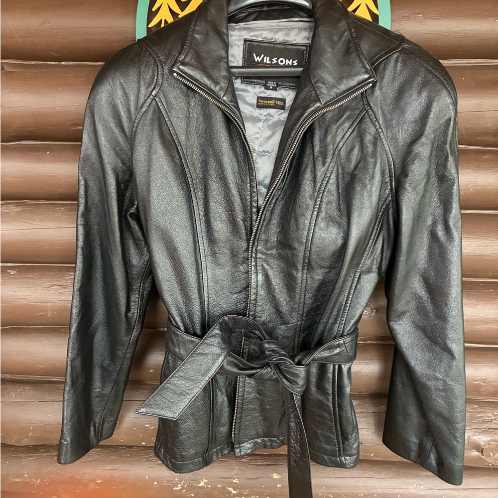 Wilson Women's Black Belted Leather Jacket